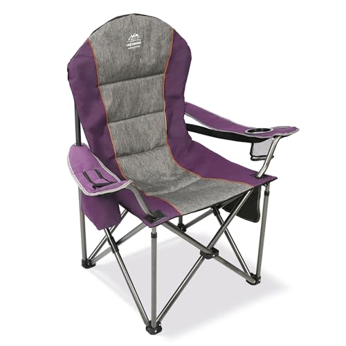 Camping Chairs for Adults,High Back Folding Camp Chair with Cup Holder and Cooler Bag,Heavy Duty Outdoor Lawn Chairs,Perfect for Camping,Hiking,Picnics,and Beach Trips,Purple - color: Purple