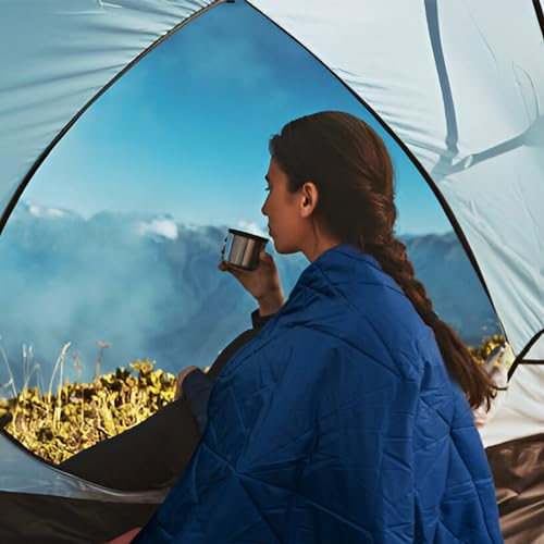 Large Outdoor Waterproof Blanket Extra Thick Fleece Stadium Blanket for Camping, Car, Pet, Picnics - Windproof, Wearable, Machine Washable 80" x 58" (Dark Blue) - color: Dark Blue