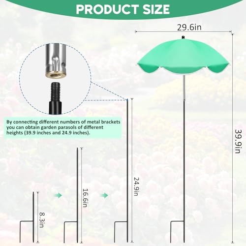 QRRICA 23.6" Adjustable Garden Umbrella Shade for Outdoor Use, Potted Greenery & Garden Beds – Angle-Adjustable Sun Protection - color: 2-pack
