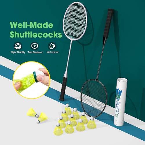 AboveGenius Badminton Rackets Set, Lightweight & Durable Badminton Set (Includes 6/12 Racquets, 6/12 Birdies), Outdoor Backyard & School Games for Adults, Teens, Families and Beginners - style: 12 Racket+12 Birdies