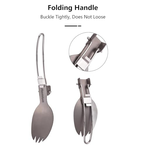 Titanium Camping Cookware Cup/Burner Combination 500ml Titanium Cup with Foldable Handle & Lid Spork Spoon Alcohol Stove Windscreen, Camping Cooking Stove and Cup Set for Backpacking