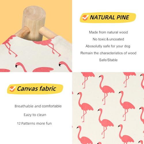 Patas Lague Cat and Dog Hammock Bed for Small Dogs, Brethable Wooden Cat Pet Rabbit Elevated Cooling Outdoor Bed Cots Furniture for Summer Flamingo - color: Flamingo