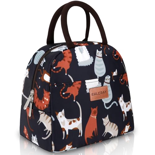 BALORAY Lunch Bag for Women Men Cute Reusable Insulated Lunch Box Large Capacity Lunch Tote Bag for Work, Picnic or Travel(Dark Blue With Cat) - color: Dark Blue With Cat, size: M