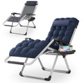 Magshion Zero Gravity Chair with Cushion, Reclining Outdoor Patio Lounge Chair, Folding Indoor Anti Gravity Recliner, Portable Lounger with Removable Cup Holder Side Tray and Pillow Headrest (Blue) - color: Blue