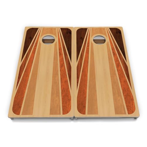 Cornhole Solutions PRO Tournament Cornhole Bundle – Regulation 4 ft x 2 ft Professional Set – ¾″ Baltic Birch Plywood – Folding Legs – UV Printed & Clear Coated – Made in USA - color: Retro Wood