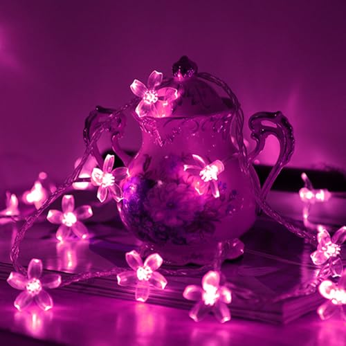 Fairy Flower String Lights Decor, USB & Battery Lighted Decorative Cute Cherry Blossom Indoor Bedroom Window Hanging, Novelty Floral Lamp for Christmas Easter Wedding Party Birthday Décoration (Pink) - color: 10ft Pink Flower Lights