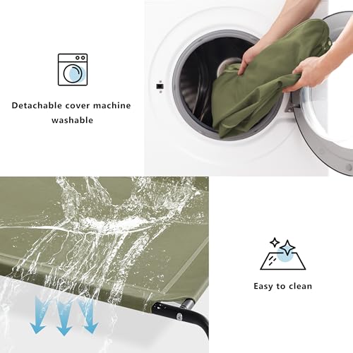 Cooling Elevated Dog Bed for Large Dogs, Outdoor Raised Dog Beds Portable Dogs Cot Bed W/Breathable Mesh, Pet Cots W/Removable Waterproof Bolster - color: Green, size: 43.0"L x 31.0"W x 8.0"Th
