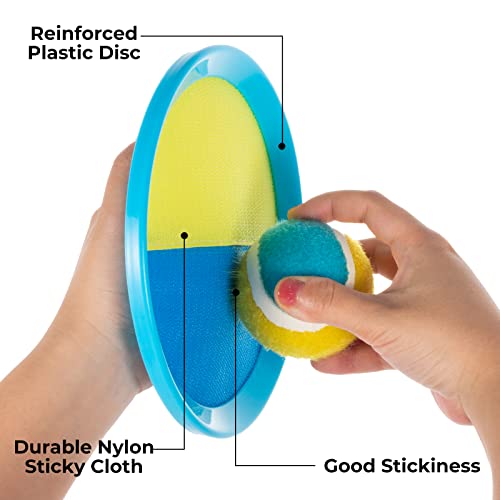 Kids Toys - Outdoor Games, Beach Toys, Toss and Ball Set with 4 Paddles and 3 Balls, Perfect Beach Games Sets Playground Sets for Backyards Easter Gifts for Kids/Adults/Family (Blue+Light Yellow) - color: Light Blue
