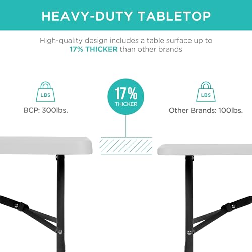 Best Choice Products 6ft Plastic Folding Table, Indoor Outdoor Heavy Duty Portable w/Handle, Lock for Picnic, Party, Camping - Light Gray - color: Light Gray, size: 6ft