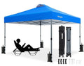 Amada 12x12 Pop Up Canopy Tent, 1-Button Push Easy-up Outdoor Canopy Beach Tent with 3-Height Adjustable Waterproof Shade Shelter, Wheeled STO-N-Go Bag 8 Stakes, 4 SandBags (Blue) - color: Blue, size: 12x12ft