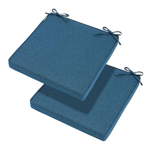Magpie Fabrics Indoor Outdoor Waterproof Square Chair Cushion, 18" x 18" x 2.5", 2 Pack, Water Resistant Seat Cushions, for Patio Garden Office, Dark Blue - color: Dark Blue