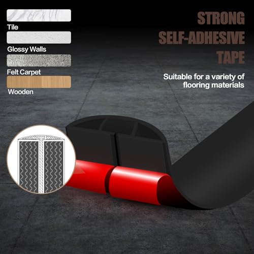 Floor Cord Cover Self Adhesive Cord Hider,3.3FT Cable Management, Extension Strip Protector for Wires, Prevent Cable Trips for Offices, Gyms, Exhibitions Cavity:0.3"(W) x 0.28"(H) Black - color: Black, size: 0.78" x 3.3'