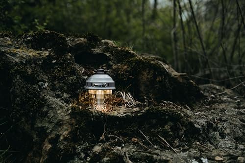 Barebones Beacon Hanging Light – State Grey, Rechargeable LED Camping Lantern with Adjustable Brightness – Weatherproof Vintage-Style Hanging Lantern for Outdoor Adventures and Year-Round Use - color: Slate Gray