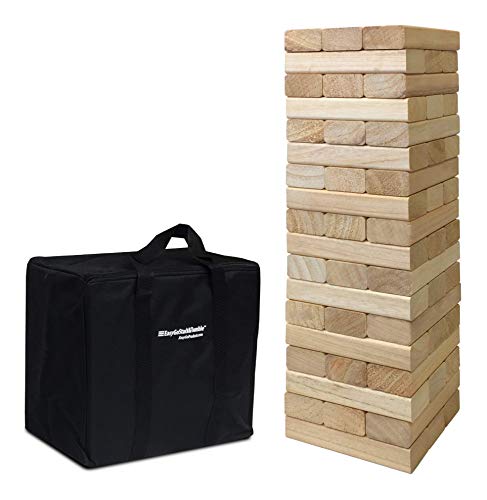 EasyGoProducts 54 Piece Large Wood Block Stack & Tumble Tower Toppling Blocks Game Great for Game Nights for Kids, Adults & FamilyStorage Bag