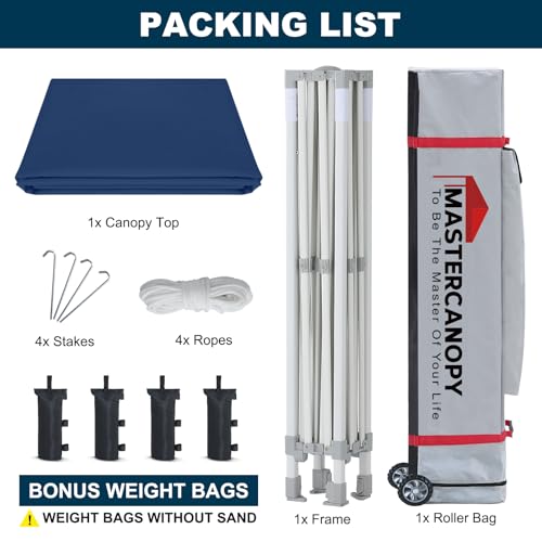 MASTERCANOPY Pop Up Canopy Tent Commercial Grade 10x10 Instant Shelter (Navy Blue) - color: Navy Blue, size: 10x10