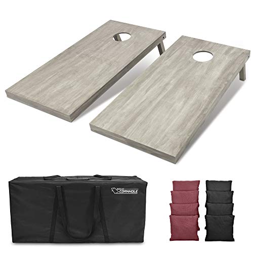 GoSports 4 ft x 2 ft Regulation Size Wooden Cornhole Boards Set - Includes Carrying Case and Bean Bags (Choose Your Colors) Over 100 Color Combinations - color: Black & Burgundy