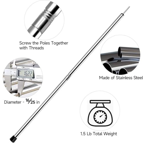 SANLIKE Stainless Steel Tarp Poles, 6.6' Set of 2, 0.63' Dia, Water Resistant, Tube Style, Camping, Hiking, Backpacking - color: 6.6' - Set of 2 - 0.63' Dia