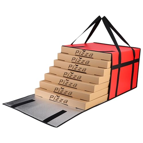 Bodaon Pizza Bags for Delivery, 20" x 20" x 14" Pizza Warmer Bags for Carry Hot, Insulated Pizza Delivery Bag for Commercial Use, Pizza Carrier for Food Catering, Food Delivery Accessories, Red - color: Red, size: 20" x 20" x 14"H