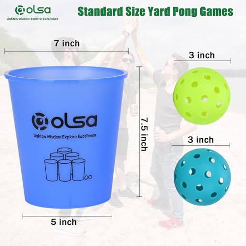 Olsa Giant Yard Pong Outdoor Games, Classic Toss Games for Beach Camping Lawn Backyard Party, Indoor Outdoor Game for Adults (Blue Glow in Dark) - color: Blue Glow in the Dark