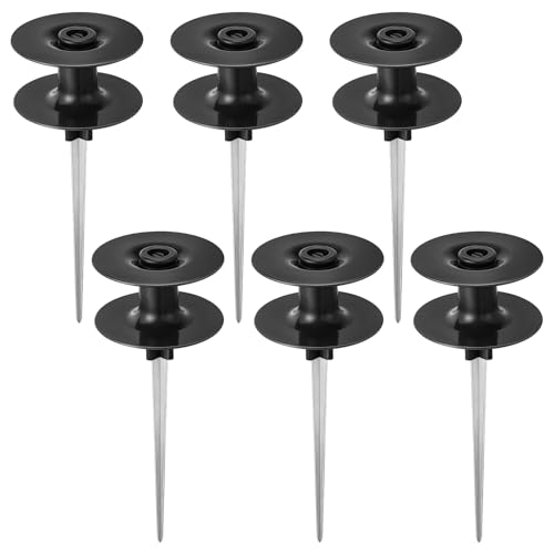 Chumia 6 Pieces 10 Inch Garden Hose Guide Spike, Zinc Coated Rustproof Heavy Duty Metal Stake with Top, Keeps Garden Hose out of Flower Beds, Guard for Yard Plant Protection (Black) - color: Black