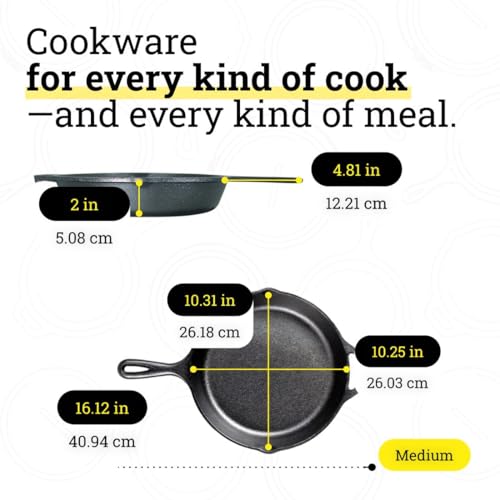 Lodge Seasoned Cast Iron Skillet Set 8, 10.25 & 12 Inches - PFAS-Free, Non-Toxic Cookware - Use with an Oven, Stove, Grill, or Campfire - Naturally Non-Stick & Oven Safe - size: 8 Inch, 10.25 Inch, 12 Inch (3 Count Set)
