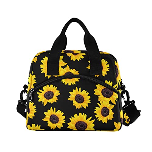 Sunflowers Insulated Lunch Bag Reusable Lunch Tote Bag Cooler Bag for Women Men Adult Lunch Box with Adjustable Shoulder Strap Leakproof Lunch Bag for Work School Picnic Camping - color: Sunflowers
