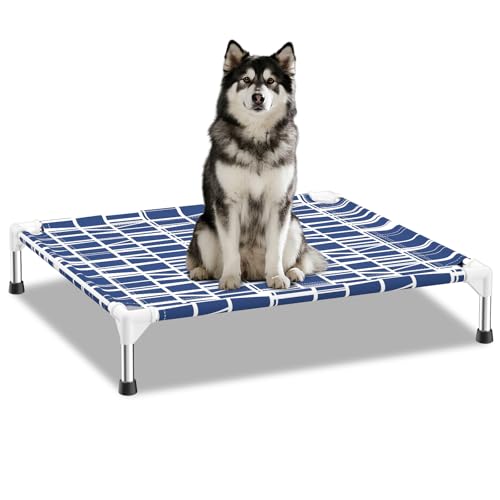 Elevated Dog Bed - Soft Comfortable Fabric, Easy to Clean, Stainless Steel Frame, Raised Design for Air Circulation, Durable Pet Cot for Medium Dogs, Breathable & Stable Pet Bed - size: M