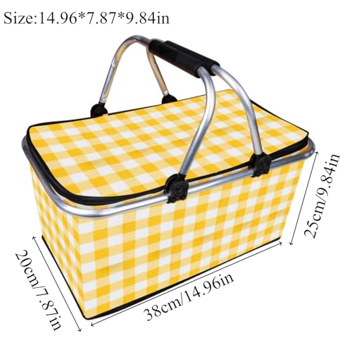 2 Packs Insulated Collapsible Picnic Basket with Picnic Mat 25L Large Capacity Leak-Proof Collapsible Cooler Bag for Outdoor Activities, Beach, Camping, Market Shopping,Travel