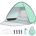 Glymnis Pop Up Beach Tent Beach Shade Tent for 1-4 Persons Sun Shelter UPF 50+ Enclose Zipper Door Portable Easy Up Beach Tent - style: Green for 3-4 Person