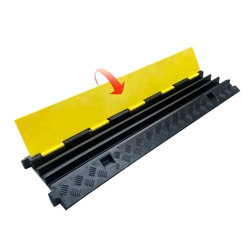 2 Pack Rubber Cable Ramp Hose Cable Protector Ramp 3 Channel 22000Lbs Load Capacity Traffic Speed Bump Wires Power Lines Extension Cord Cover for Indoor Outdoor - color: 22000Lbs-3Channel-2Pack