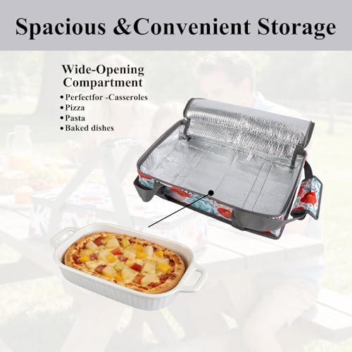 Insulated Casserole Carrier for Hot or Cold Food with Handle Food Transport for Travel Picnic Cookouts,Fits Pioneer Woman Kitchen Stuff Accessories and 9" x 13" Baking Dish - color: Color Five
