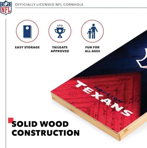 Wild Sports NFL Houston Texans 2' x 4' Regulation Size Solid Wood Cornhole Set with Direct Print HD Team Graphics