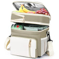 Lunch Box & Lunch Bag for Women Men, Large Insulated Adult Lunch Box Leakproof Lunchbox Cooler Bag for Work Picnic Beach,16L, Beige & White - color: Sand Beige