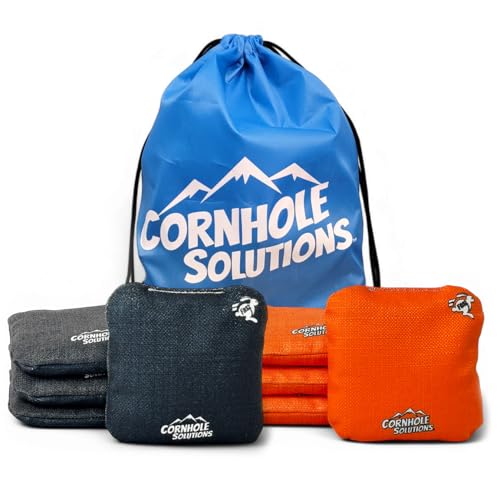 Cornhole Solutions Cornhole Bags Set of 8 – Regulation Pro Style 6x6 – Resin Filled + Tote Bag - color: Black/Orange