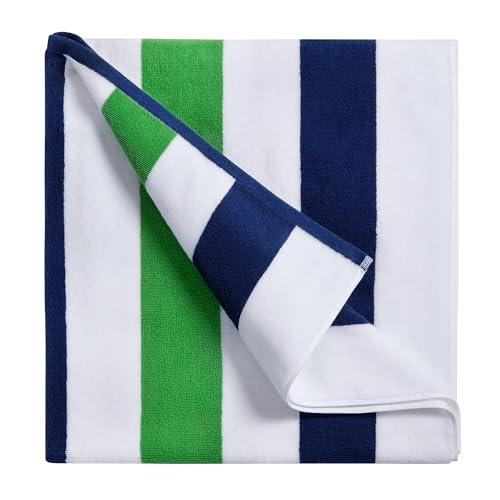 Bornbay Large Beach Towel Oversized - 40"X70" Big Cute Pool Towel, Extra Large Thick Grassgreen Beach Towels, XL Wide Fluffy Beach Towel Oversize, Giant Stripe Cotton Pool Towel for Adults - color: Grass Green