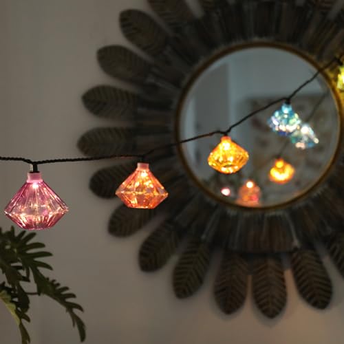 Vigdur Lantern String Lights - Multicolor Decorative String Lights Plug in with 10 Diamond Shaped Bulbs, Indoor String Light for Xmas Party Wedding Bedroom Patio Decor - color: Diamond