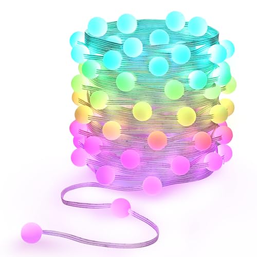 33ft Globe String Lights, 66 LED RGB Color Changing String Fairy Lights, Smart APP & IR Remote Control, 200+ Scene Modes for Bedroom Backdrop Indoor Outdoor Christmas Decorations - size: Globe - 33ft