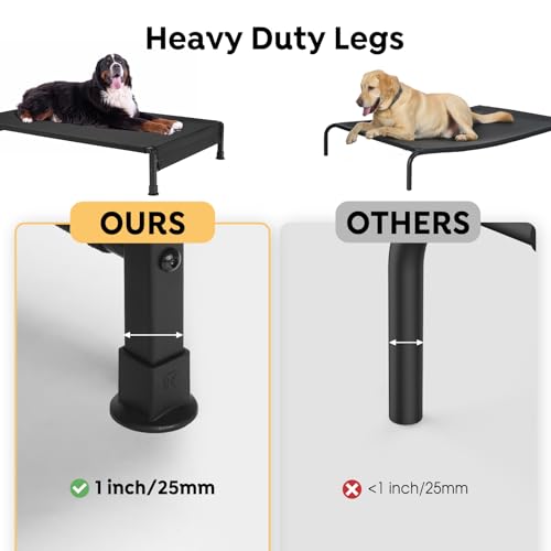 Veehoo Cooling Outdoor Dog Bed, Heavy Duty Elevated Pet Bed with Washable & Breathable Teslin Mesh, Non-Slip Silicon Feet, Dog Cot Bed with Support Hem, 41" x 27", Black, CWC2433 - color: Black - Hem, size: 41.0"L x 27.0"W x 8.0"Th