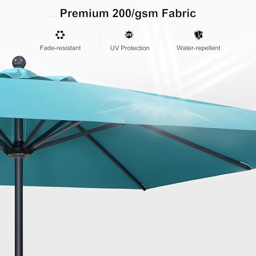 PURPLE LEAF 6.5' x 6.5' Square Patio Umbrella Outdoor Table Umbrella Aluminum Frame Market Umbrella Sun Umbrella with 8 Sturdy Ribs Tilt for Garden Deck Lawn Pool Light Turquoise Blue - color: Turquoise Blue, size: 6.5' x 6.5'