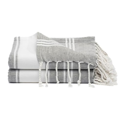 Cotton Turkish Beach Towel with Towels Oversized 36"x72" Pool Absorbent Extra Large Quick Dry Sand Travel Towel (Grey, 2 Pack) - color: Grey, size: 2 Pack