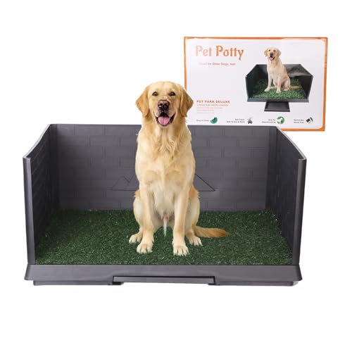 Large Dog Grass Pad with Tray, Reusable Potty Training Pad with Pee Baffle, Indoor & Outdoor 30" 20" Artificial Grass Patch for Small & Medium Dogs