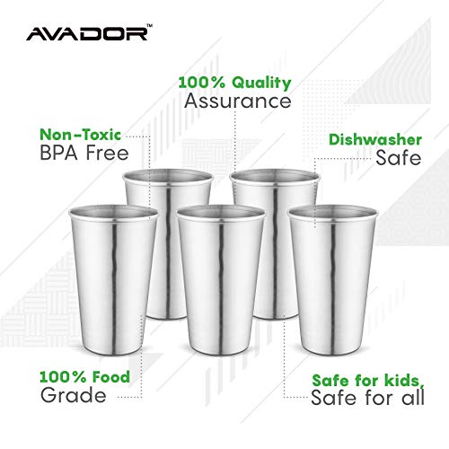 Avador® 18/8 Stainless Steel Products for Dining | Camping | Outdoor BPA Free Dishwasher Safe (Set of 5 Tumbler 16 oz) - color: Set of 5 Tumbler 16 oz