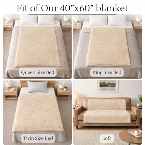 Waterproof Blanket for Bed Intimacy (40" x 60" Small Sized), Reversible Fleece | Sherpa Throw, Water Proof Blanket TPU Stain Proof Couch Furniture Cover Large Dog Bed Winter Protector - Beige - color: Beige, size: 40 x 60 inch