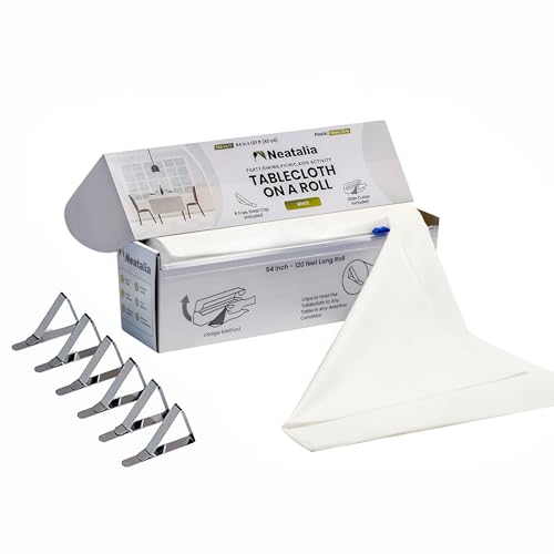 White Plastic Tablecloth Roll 54in X 120ft Disposable Waterproof Cover Table Cloth Rolls for Outdoor Party Events Tablecloths for BBQ Picnic Rectangle and Round Tables and Decorative Supplies - color: White