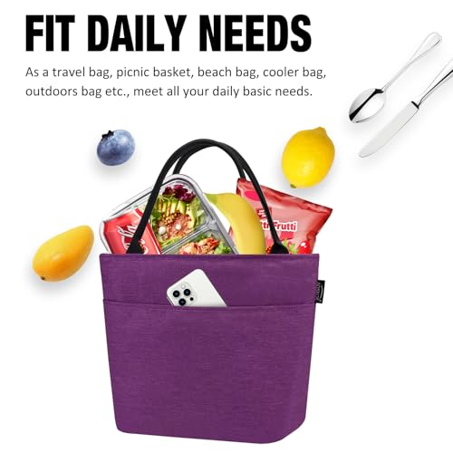 Aosbos Lunch Tote Bag, Insulated Lunch Box for Women, Leakproof Lunch Cooler Purse for Work, Purple - color: Purple