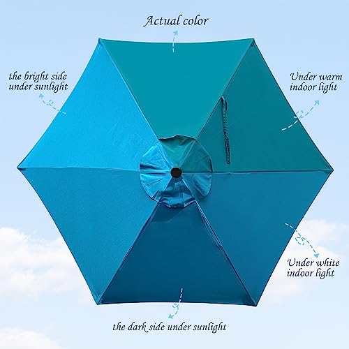 Blissun 7.5 ft Patio Umbrella, Yard Umbrella, Outdoor Market Umbrella with Push Button Tilt Crank (Cerulean) - color: Cerulean