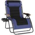PHI VILLA XXL Oversized Padded Zero Gravity Chair, Foldable Patio Recliner, 30" Wide Seat Anti Gravity Lounger with Cup Holder, Support 400 LBS (Navy Blue) - color: Navy Blue, style: 1 Pcs