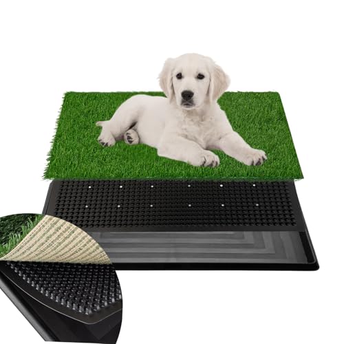 Artificial Dog Grass Pad with Tray for Potty – 16x20 inches Strong Absorbency Grass Pad, Dog Litter Box for Indoor/Balcony/Apartment - size: 16" x 20"