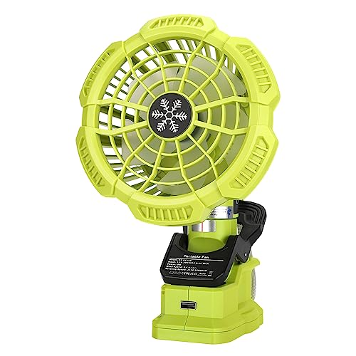 Clip Fan Compatible with Ryobi 18V Battery, 3 in 1 Camping Cordless Clamp Fan with USB Port 3 Speed Settings, Clamping Capacity, Adjustable Head - style: Style 3
