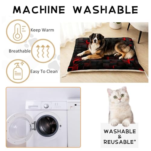 Nttopship Dog Cat Bed Mat Ultra Soft Fluffy Pet Bed Washable Fashion Dog Crate Beds Comfy Comfy Pet Sleeping Pad Suitable for Pet Raised Bed(30"x26",Red Black) - color: Red Black, size: Medium